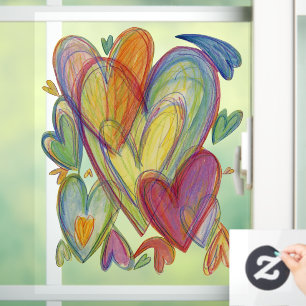 Rainbow Hearts Art Decoration Window Fensteraufkleber