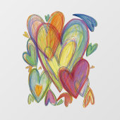 Rainbow Hearts Art Decoration Window Fensteraufkleber (Blatt)