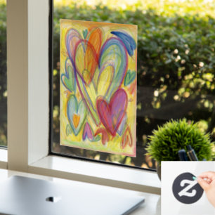 Rainbow Hearts Art Decoration Window Fensteraufkleber
