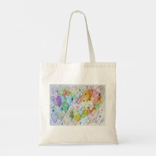 Rainbow Hearts Art Inspirational Tote Bag Tragetasche (Rückseite)
