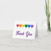 Rainbow Hearts Balloons geklappt Danke Karten (Vorderseite)
