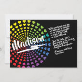 RAINBOW HEARTS Bat Mitzvah Einladung (Vorderseite)