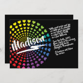 RAINBOW HEARTS Bat Mitzvah Einladung (Vorne/Hinten)