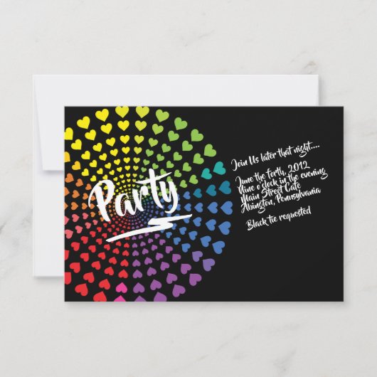 RAINBOW HEARTS Bat Mitzvah Party Card Einladung (Vorderseite)