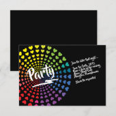 RAINBOW HEARTS Bat Mitzvah Party Card Einladung (Vorne/Hinten)