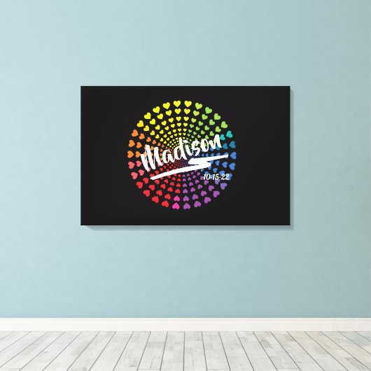 Rainbow Hearts Bat Mitzvah Sign-In Board Leinwanddruck (Insitu (Holzboden))