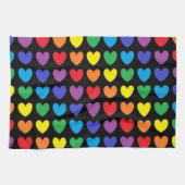Rainbow Hearts Black Geschirrtuch (Horizontal)