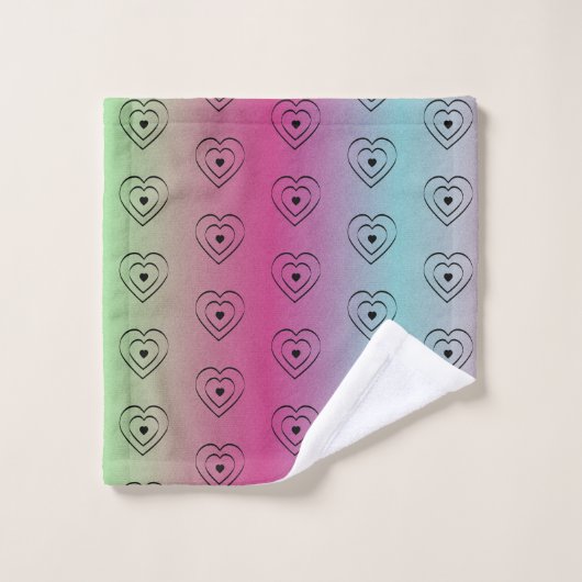Rainbow Hearts Black Pride Heart Badhandtuch Set (Waschlappen)