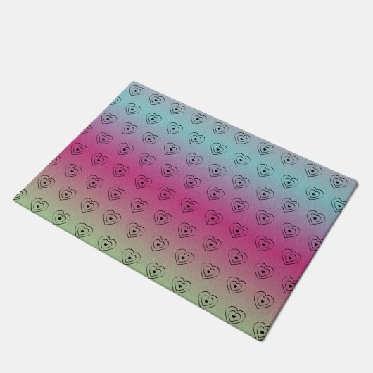 Rainbow Hearts Black Pride Heart Fußmatte (Schrägansicht)