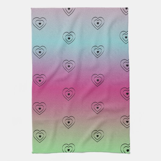 Rainbow Hearts Black Pride Heart Geschirrtuch (Vertikal)