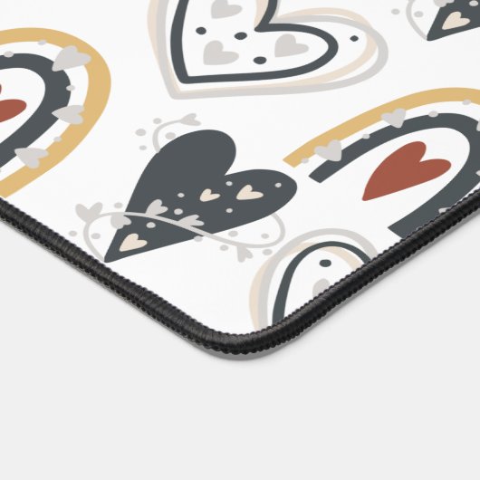 Rainbow Hearts Boho Muster Gelb Rot Grau Schreibtischunterlage (Ecke)