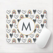 Rainbow Hearts Boho Muster Monogram Initial Mousepad (Mit Mouse)