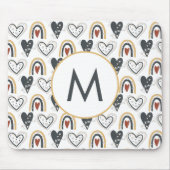 Rainbow Hearts Boho Muster Monogram Initial Mousepad (Vorne)