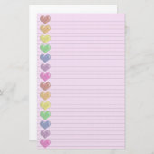 Rainbow Hearts Border optionale Linien Schreibpapi Briefpapier (Vorne/Hinten)