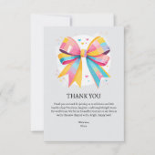 Rainbow Hearts Bow Baby Shower Dankeskarte (Vorderseite)