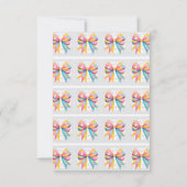 Rainbow Hearts Bow Baby Shower Dankeskarte (Rückseite)