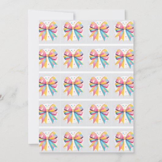 Rainbow Hearts Bow Baby Shower Einladung (Rückseite)