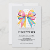 Rainbow Hearts Bow Baby Shower Einladung (Vorderseite)