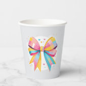 Rainbow Hearts Bow Baby Shower Pappbecher (Vorderseite)