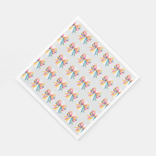 Rainbow Hearts Bow Baby Shower Serviette (Ecke)