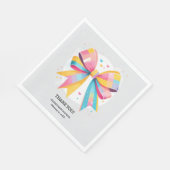 Rainbow Hearts Bow Baby Shower Serviette (Ecke)
