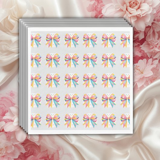Rainbow Hearts Bow Baby Shower Serviette