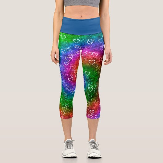 Rainbow Hearts Capri Leggings (Vorderseite)