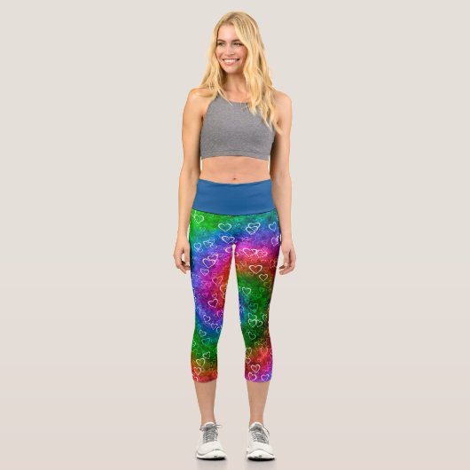 Rainbow Hearts Capri Leggings (Vorderseite)