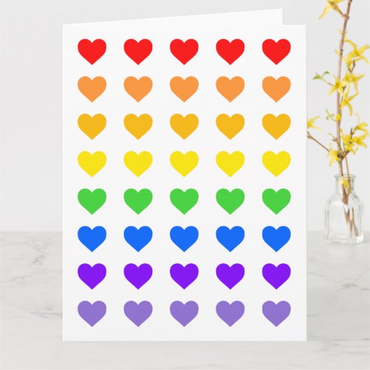 Rainbow Hearts Card Karte (Gelbe Blume)