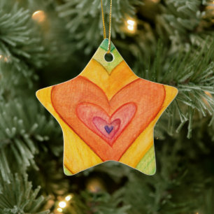 Rainbow Hearts Custom Holiday Gift Ornamente