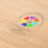 Rainbow Hearts Custom Wedding der interrassischen Acryleinladungen (Ablage )