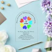 Rainbow Hearts Custom Wedding der interrassischen Acryleinladungen (Insitu (Hochzeit))