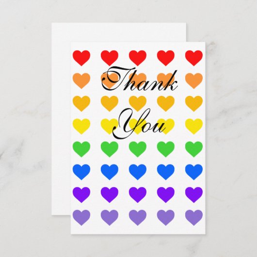 Rainbow Hearts Dankeskarte (Vorne/Hinten)