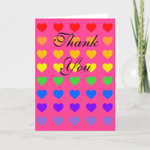 Rainbow Hearts Deep Pink Dankeskarte