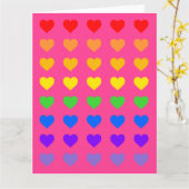 Rainbow Hearts Deep Pink Karte (Gelbe Blume)