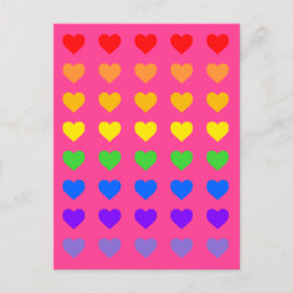 Rainbow Hearts Deep Pink Postkarte
