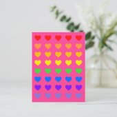 Rainbow Hearts Deep Pink Postkarte (Stehend Vorderseite)