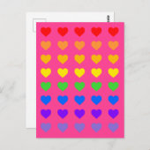 Rainbow Hearts Deep Pink Postkarte (Vorne/Hinten)