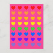 Rainbow Hearts Deep Pink Postkarte (Vorderseite)