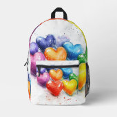 Rainbow Hearts Digitale Kunst Bedruckter Rucksack (Vorderseite)