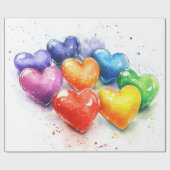Rainbow Hearts Digitale Kunst Geschenkpapier (Flach)