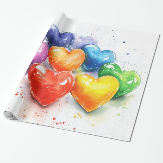 Rainbow Hearts Digitale Kunst Geschenkpapier (Ungerollt)