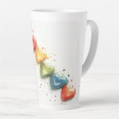 Rainbow Hearts Digitale Kunst Milchtasse (Rechte Ecke)