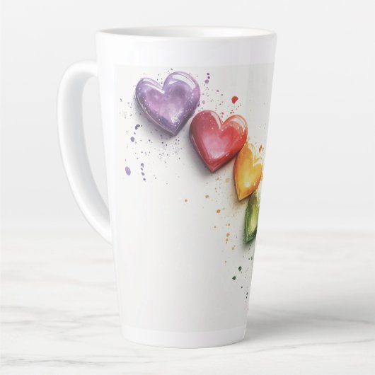 Rainbow Hearts Digitale Kunst Milchtasse (Linke Ecke)