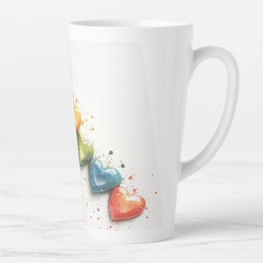 Rainbow Hearts Digitale Kunst Milchtasse (Rechts)