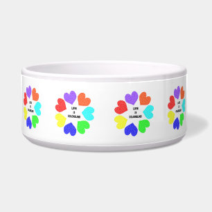Rainbow Hearts Dog Bowl, Liebe Napf