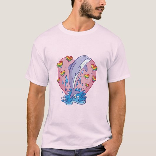 Rainbow Hearts Dolphin T - Shirt (Vorderseite)