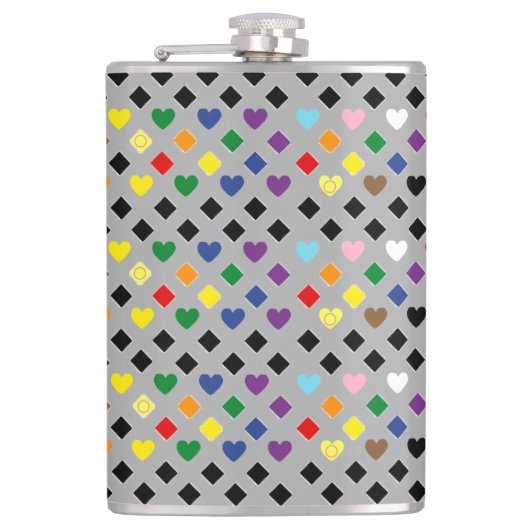 Rainbow Hearts Flachmann (Vorderseite)