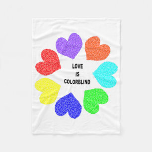 Rainbow Hearts Fleece Blanket, Liebe