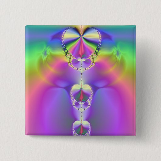 Rainbow Hearts Fraktal Button (Vorderseite)